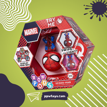 WOW! PODS Avengers Collection – Spider-Man Superhero Light-Up Bobble-Head Figure