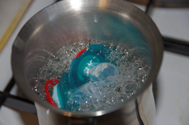 boiling toys in hot water